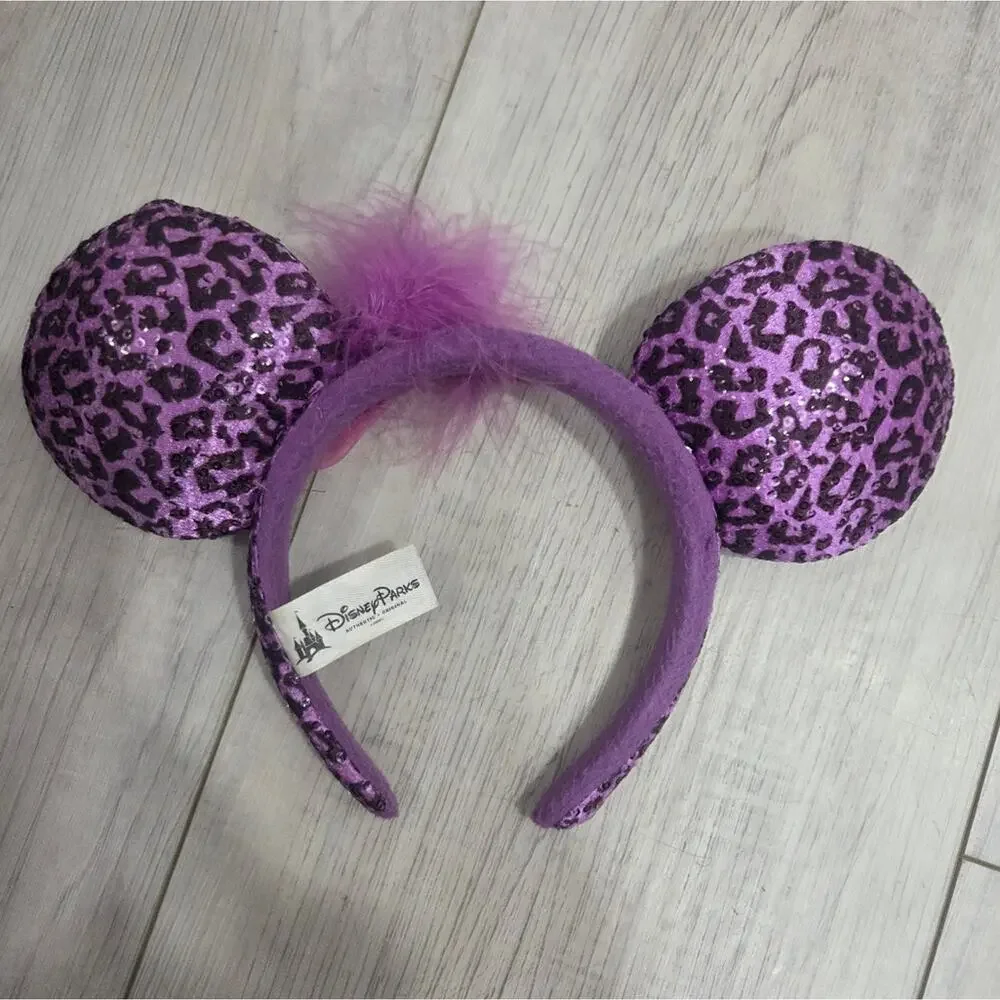 Disney Purple Mickey Ears with Pink Flower